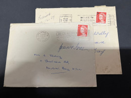 6-8-2023 (1 T 39)  Australia - 2 Lettes Posted With Stamps (QEII) 4c & 5 C (4c Crossed 5c Over-print) - Cartas & Documentos