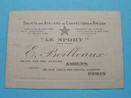 E. BOILLEAUX " LE SPORT " Soc. Des Ateliers De Confections D'Amiens France ( Voir Scans ) ( Format 13 X 9 Cm.) ! - Cartes De Visite