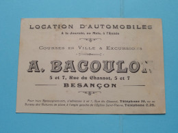 A. BACOULON ( Location D'Automobiles) à Besançon France ( Voir Scans ) ( Format 12 X 8 Cm.) ! - Visitenkarten