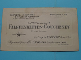 FALGUEYRETTES-COUCHENEY ( Fabr. Cylindres/Plombeur) à La Forge De VANVEY France ( Voir Scans ) ( Format 13,5 X 8 Cm.) ! - Visitekaartjes