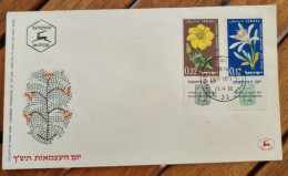 ISRAEL Fleurs, Fleur,  FDC, Enveloppes Premier Jour. 2 Valeurs  Avec TABs émis En 1960 - Sonstige & Ohne Zuordnung