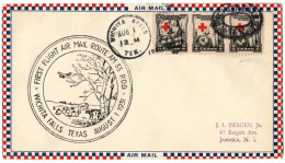 (R102) USA  # Scott  3 X # 702 - First Flight Air Mail Route AM 33 P.O.D. - Wichita Falls Texas 1931 - Red Cross. - 1c. 1918-1940 Lettres