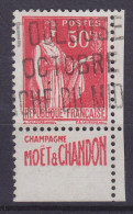 France 50c. Paix Rouge Bande Pub Champagne MOET Et Chandon (2 Scans) - Oblitérés