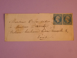 BX17 FRANCE BELLE  LETTRE 1863  MANTES ? A PARIS  +PAIRE DE NAPOLEON N°22  +++AFF. PLAISANT +++ - 1862 Napoléon III