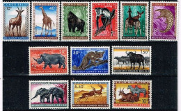 Congo Belge - 1952 - Y&T N° 350** à 361**, Neufs Sans Traces De Charnières. Animaux Protégés. - Unused Stamps