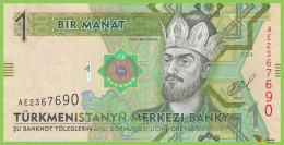 Voyo TURKMENISTAN 1 Manat 2014 P29b B222b AE UNC Great Saparmurat Turkmenbashi - Turkmenistán