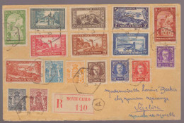 Monaco 1935 Lettre Recommandée Monte Carlo Timbre Timbres 115 à 118 119 à 126 129 73 74 75 76 - Cartas & Documentos