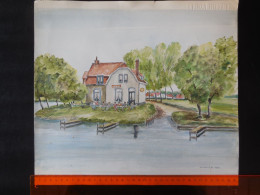 LEIESTREEK -  Baarle Veer - Eduard De Wulf - Lente 1980 - Aquarel