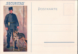 Suisse, Publicité Pour SECURITAS, Agent De Sécurité Et Son Chien (921) 10x15 - Police - Gendarmerie