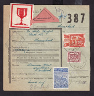 232/37 - ETIQUETTES Sur Formules De Colis - REMBOURSEMENT Unilingue + Fragile - Timbres Ch.de Fer + Poste ARENDONK 1951 - Dokumente & Fragmente