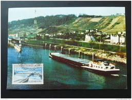 Carte Maximum Card écluse Péniche Canal De La Moselle Exphimo Mondorf Les Bains Luxembourg 1984 - Cartoline Maximum