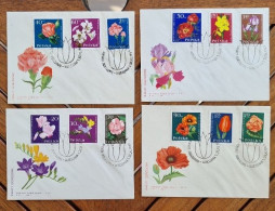 POLOGNE Fleurs, Fleur, FDC, 4 Enveloppes Premier Jour. Yvert N° 1394/05 En 1964 - Otros & Sin Clasificación