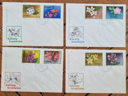 POLOGNE Fleurs, Fleur, FDC, 4 Enveloppes Premier Jour. Yvert N° 2058/65 En 1972 - Andere & Zonder Classificatie