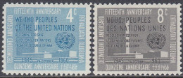 UN New York 1960 - The 15th Anniversary Of The United Nations  - Mi 90-91 A ** MNH - Nuovi