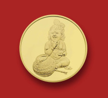 India 2023 Janmashtami 5 Grams Pure .999 GOLD COIN From SPMCIL, Mumbai Mint, As Per Scan - Autres – Asie