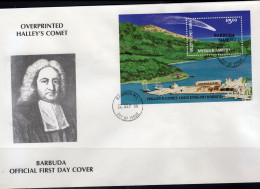 Raumfahrt Halleyscher Komet 1986 Barbuda Block 111 FDC 18€ Flug über Planet Caribic-Hafen Antigua Ss Bloc Sheet Bf Space - Zuid-Amerika