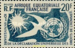 158505 MNH AFRICA ECUATORIAL FRANCESA 1958 10 ANIVERSARIO DE LA DECLARACION DE LOS DERECHOS HUMANOS - Neufs