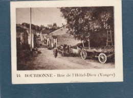 Chromo Bourbonne Rue De L'Hôtel-Dieu Vosges 60 X 45 Mm  Pub: Chocolat Julien Damoy Papier épais   2 Scans - Autres & Non Classés