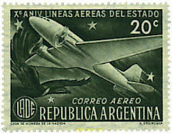 33230 MNH ARGENTINA 1951 10 ANIVERSARIO DE LAS LINEAS AEREAS NACIONALES - Neufs