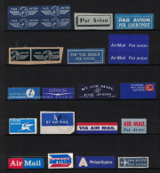 LOT De 22 VIGNETTES PAR AVION BY AIMAIL De DIFFÉRENTS PAYS TOUTES DIFFÉRENTES - Aviation