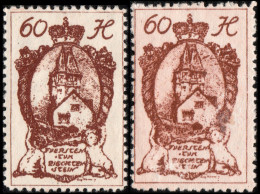 LIECHTENSTEIN - 1920 - 2x Mi.33 - 60h Reddish Brown (shades) - Mint* - Nuovi