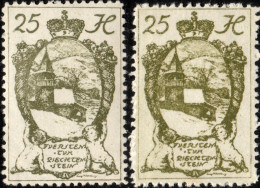 LIECHTENSTEIN - 1920 - 2x Mi.29 - 25h Brownish Olive (shades) - Mint* - Unused Stamps