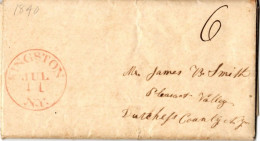 (R103) USA - Kingston 1840 - Red Postal Markings - Paid 6 Cts Rate - Dutchefs ( Dutchess) County New York. - …-1845 Prephilately