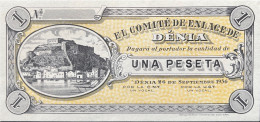 Spain 1 Peseta, P-NL (1936) - UNC - City Of Denia - Civil War Issue - Autres & Non Classés