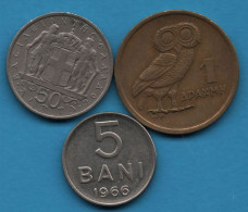 GREECE - ROMANIA  LOT COINS 3 MONNAIES - Kilowaar - Munten