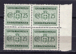 Z6490 - ITALIA LUOGOTENENZA TASSE SASSONE N°87 ** Quartina - Taxe