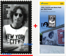 Ref. BR-V2021-01+E BRAZIL 2021 - JOHN LENNON IN NEW YORK,MUSIC, ROCK, BEATLES, MNH + BROCHURE, FAMOUS PEOPLE 1V - Chanteurs