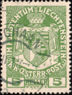 LIECHTENSTEIN - 1917 - Mi.5 - 5h Yellowish Green - VF Used (SCHAAN Cds) - Oblitérés