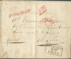 LAC De SAINT-NICOLAS Le 8 Octobre 1836 + Griffes Rouge P.P. Et APRES LE DEPART + Griffe BELGIQUE PAR LILLE Vers Lille - - 1830-1849 (Belgique Indépendante)