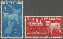 New Zealand. 1957 75th Anniversary Of First Export Of NZ Lamb. Used Complete Set. SG 758-759 - Gebraucht