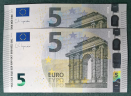 5 EURO SPAIN 2013 LAGARDE V014 PAIR VB999 VC000 SC FDS UNC. - 5 Euro