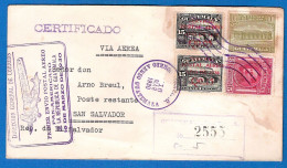 1930  Guatemala Eröffnung Der Postflüge Nach San Salvador, Einschreiben, Rs Zensur Und Flug-Ankunftsstempel - Guatemala