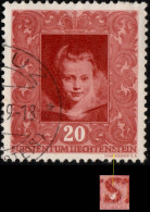 LIECHTENSTEIN - 1949 - Mi.269.I 20Rp Brownish-red - White Spot In "S" ° (fault/défaut) - Usados