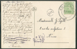 N°137 - 5c. Obl. Dc BOUILLON Sur C.P. (route De Corbion Prise De La Chaire à Prêcher à POUPEHAN) Du 5-2 1919 Vers Anvers - Fortune Cancels (1919)