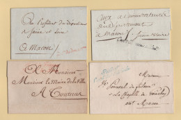 Franchise - Lot De 4 Marques Postales Avec Frappes TB - Lettres Sans Correspondance - 1801-1848: Precursori XIX