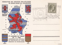 Carte Fédération Des Sociétés Philatéliques Luxembourg Journée Du Timbre 1939 Charlotte - Tarjetas Conmemorativas