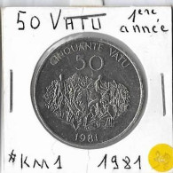 VANUATU   50 Vatu 1ère Année ,d'émission En 1981 . C'est Le KM#1  Rare,   NICKEL Pur   A UNC - Vanuatu