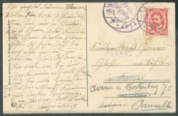 10c. Obl. Dc WECKER Sur C.P. (de Wanterbach) Du 19.10.15 Vers Salzinne (biffé) Et Suivi Vers Bruxelles + Censure De TRIE - 1906 Wilhelm IV.