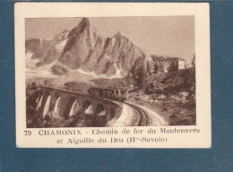 Chromo  Chamonix Chemin De Fer Train Montenvers Et Aiguille  Dru 60 X 45 Mm  Pub: Chocolat Julien Damoy Papier épais - Autres & Non Classés