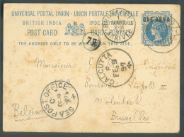 Postal Stationary Card 1a. Cacnelled KURSEONG FEV. 97 To Belgium + Cds CALCUTTA FEB. 9,, SEA POST OFFICE A FEB.13-  2146 - 1882-1901 Keizerrijk