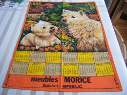 Torchon Publicitaire 1983 Meubles Morice Saint-Brieuc (22) - Petits Chiens  Made In France - Andere & Zonder Classificatie