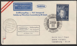 1957, Sabena, Erstflug, Salzburg-Luxembourg - Erst- U. Sonderflugbriefe