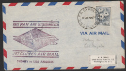 1959, Panam, First Flight Cover, Sydney-Los Angeles - Erst- U. Sonderflugbriefe