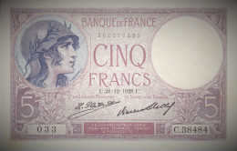 Billet 5 F Violet Du 21-12-1928 FAY 03.12 Alph. C.38484 P/NEUF - 5 F 1917-1940 ''Violet''