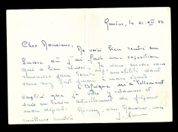 1947 Autographe Sur Carton D' Exposition De Jean Lassueur Peintre 1899-1980 (format 10,5cm X 15cm) Plis Voir Scans - Peintres & Sculpteurs