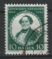 A 668) Baden 1949 Mi# 53 O (Falzrest), 100. Todestag Conradin Kreutzer - Musique